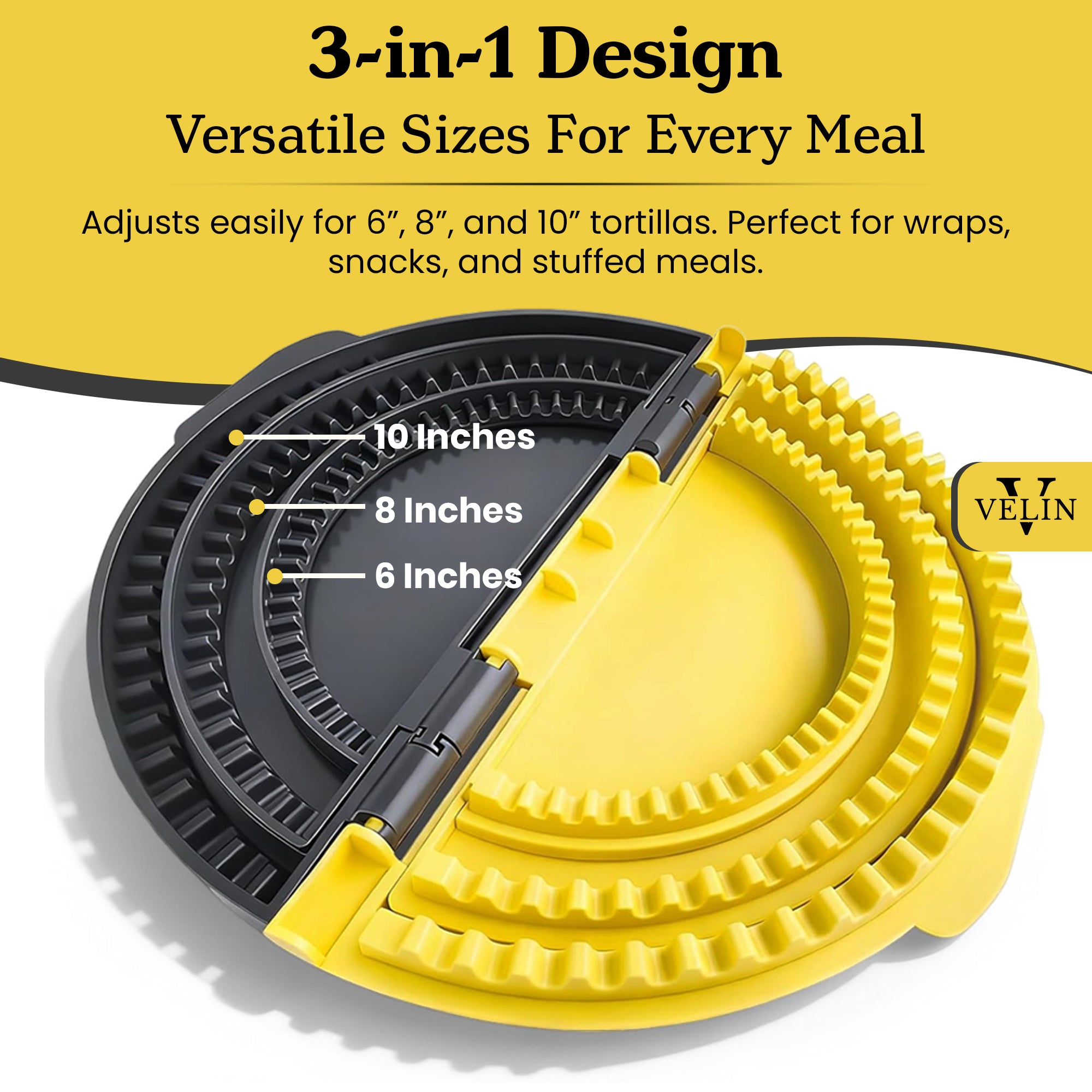 3-in-1 Tortilla Sealer Crimper Press for 6"-8"-10"