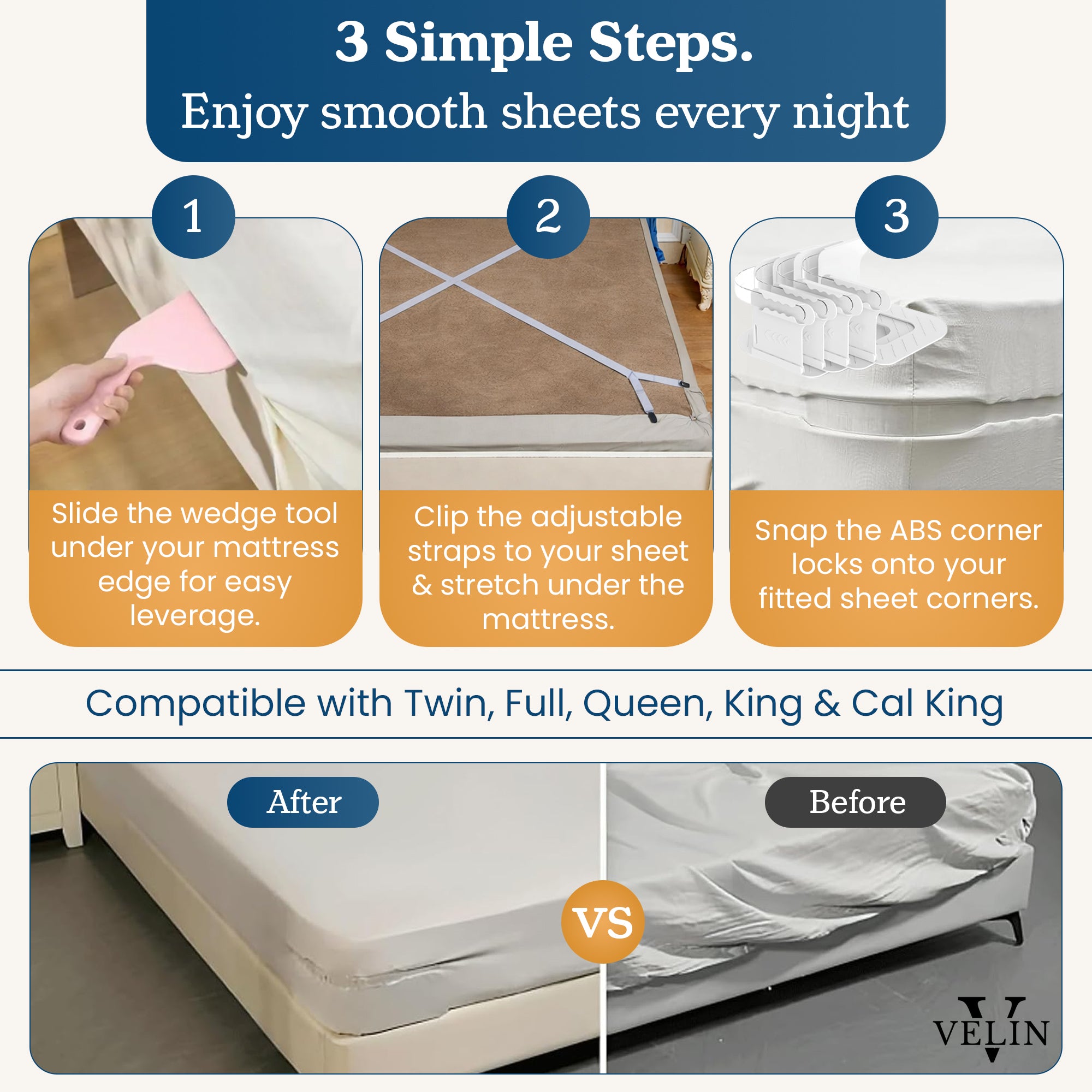 Fitted Sheet Holder – Bed Sheet Holders for Corners with Strong Clips
