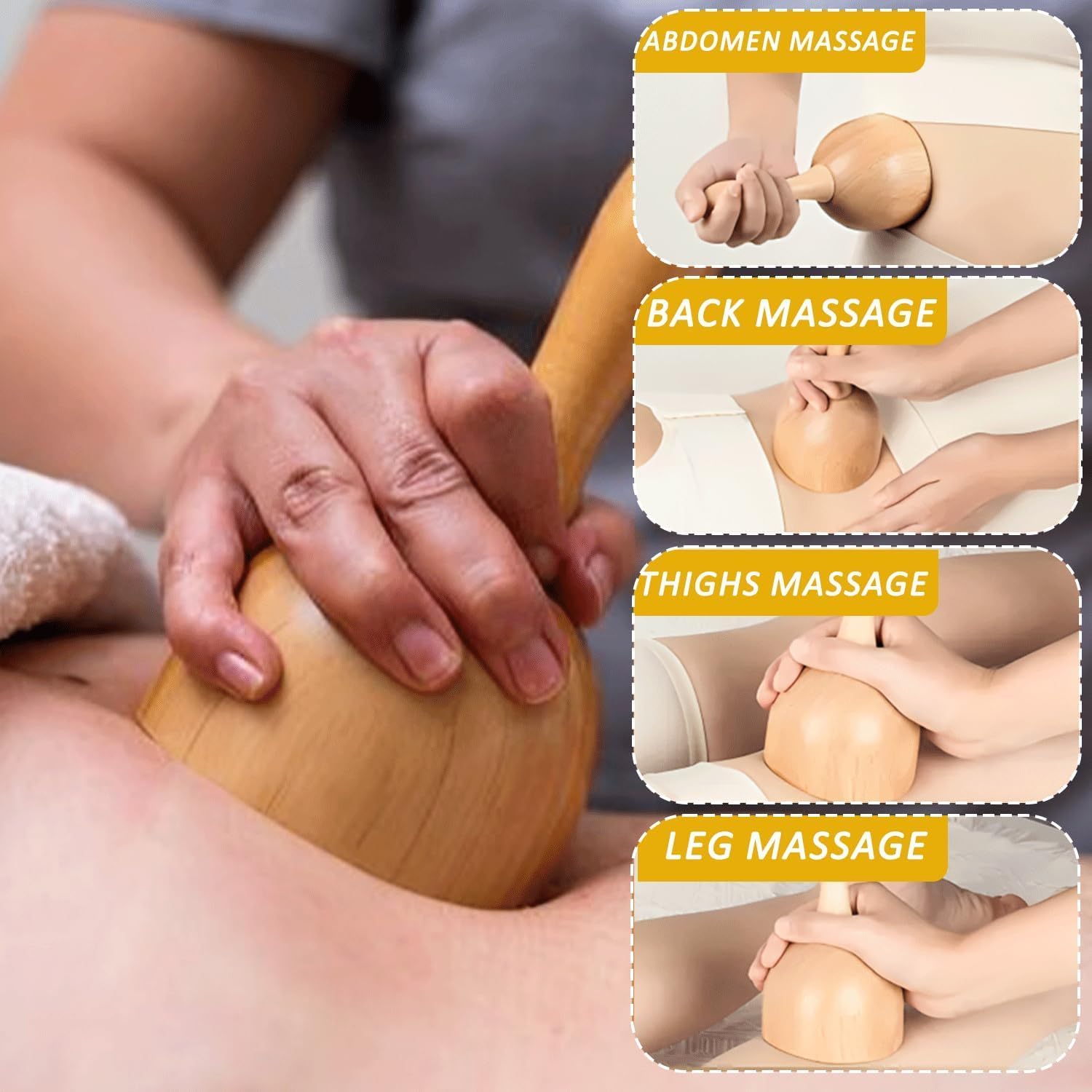 6-in-1 Wood Therapy Massage Tools – Wooden Massager Kit for Lymphatic Drainage