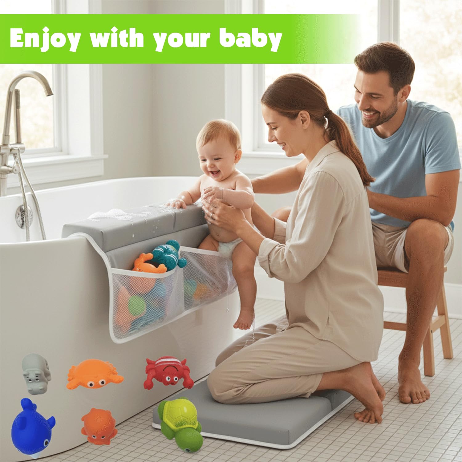 Bath Kneeler and Elbow Rest Pad Set for Baby Bathing