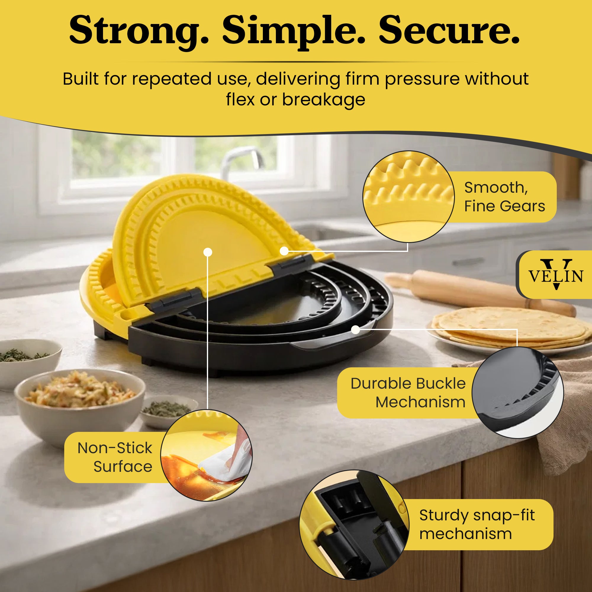 3-in-1 Tortilla Sealer Crimper Press for 6"-8"-10"