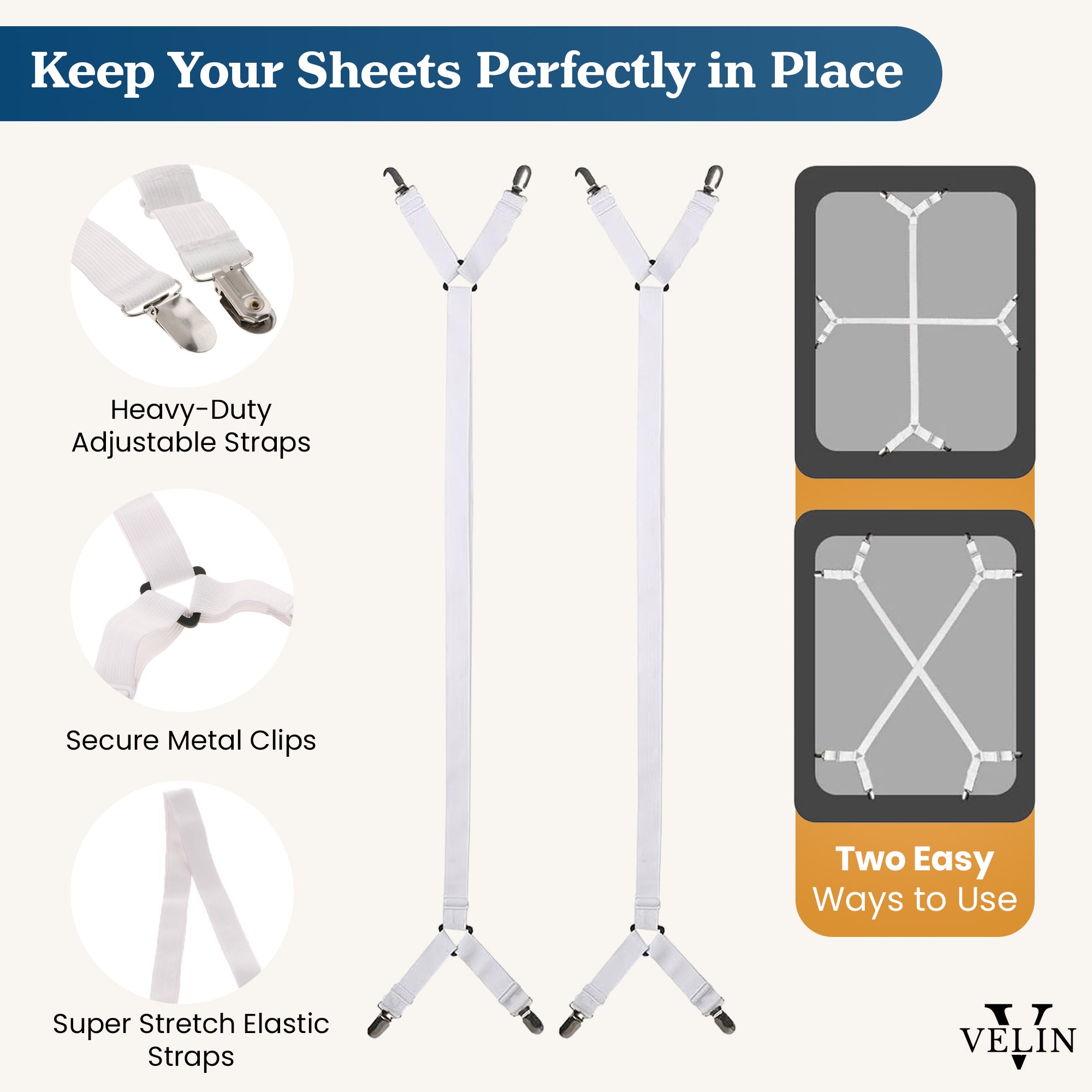 Fitted Sheet Holder – Bed Sheet Holders for Corners with Strong Clips